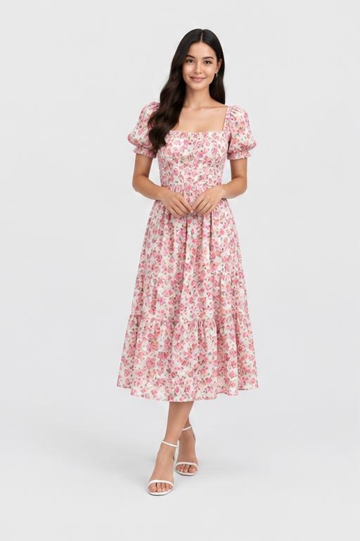 Gaun Midi Floral